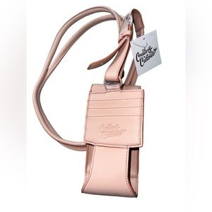 Create & Cultivate Vegan Leather Water Bottle Crossbody Holder Blush Pink